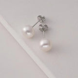 Freshwater Pearls Stud Earrings 925 Sterling Silver Round Earring Jewelry