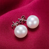 Freshwater Pearls Stud Earrings 925 Sterling Silver Round Earring Jewelry