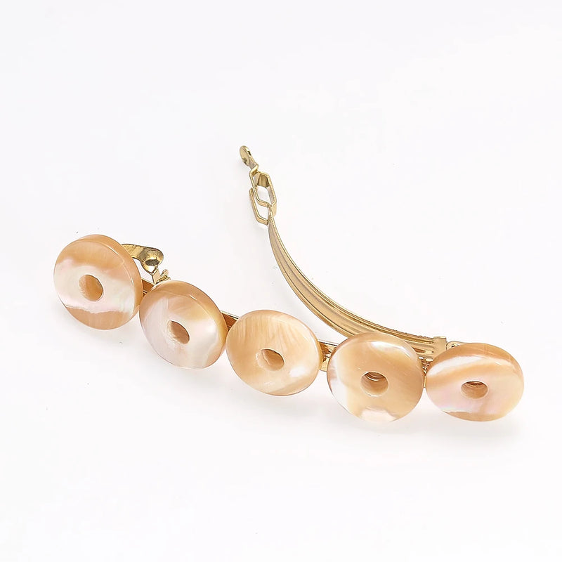 Freshwater Shell Annulus Decor Hairpin Fixed Barrette Bridal Pearl Hair Clip