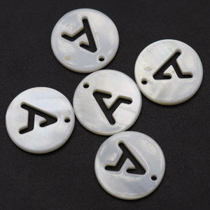 Freshwater Shell Mother Of Pearl Disc Letter Charms Pendant