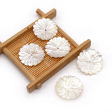 Natural Freshwater Shell Carved Flower Pearl Pendant Charm Necklace Bracelet DIY