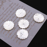 Natural Freshwater Shell Carved Flower Pearl Pendant Charm Necklace Bracelet DIY