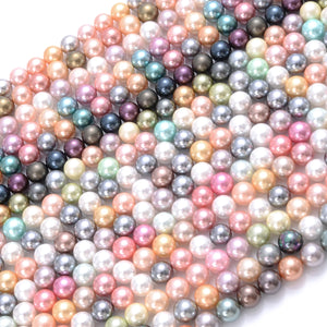 Shell Pearls Beads Round Loose Spacer Beads for Jewelry Making DIY 15''