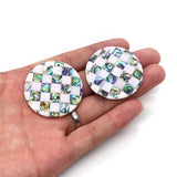 Freshwater Shell Pendant Mother of Pearl Splicing Abalone Shell Round Necklace