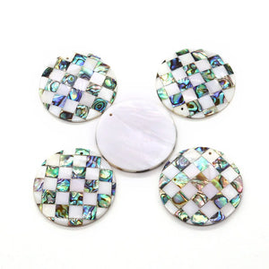 Freshwater Shell Pendant Mother of Pearl Splicing Abalone Shell Round Necklace