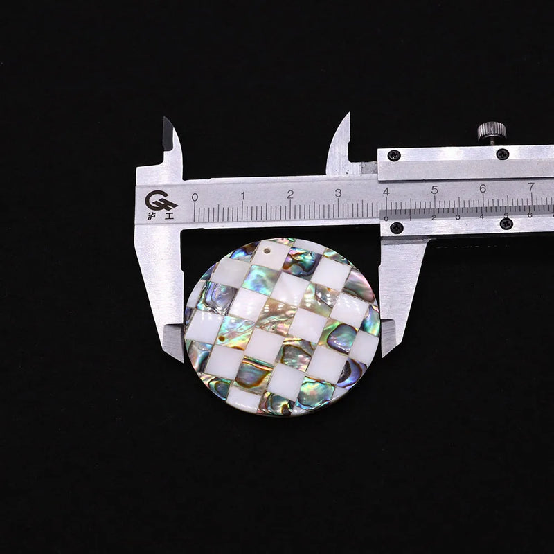 Freshwater Shell Pendant Mother of Pearl Splicing Abalone Shell Round Necklace