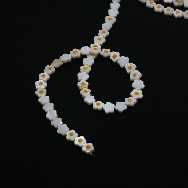 Natural Freshwater Shell Yellow Flower Beads 6-10mm DIY Charm Jewelry