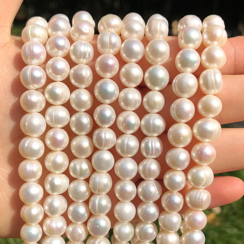 Natural Freshwater Pearl Round Beads 6-10mm for Jewelry Making DIY