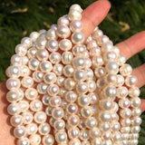Natural Freshwater Pearl Round Beads 6-10mm for Jewelry Making DIY