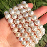 Natural Freshwater Pearl Round Beads 6-10mm for Jewelry Making DIY