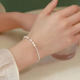 Baroque Pearl Bracelet 925 Silver Women's Bangle