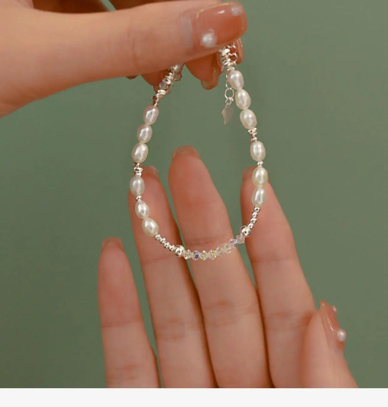 Baroque Pearl Bracelet 925 Silver Women's Bangle