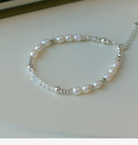 Baroque Pearl Bracelet 925 Silver Women's Bangle