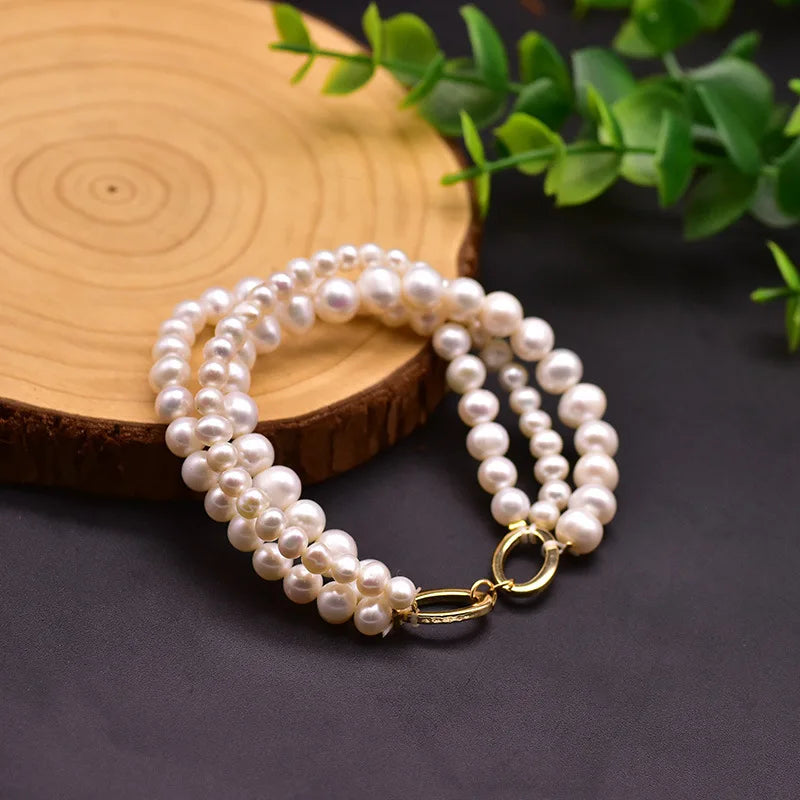 Natural Freshwater Pearl Bracelet Multi-Layer Chain Bohemian Jewelry
