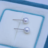 6-7mm Round Freshwater Pearl Stud Earrings 925 Silver Women Jewelry