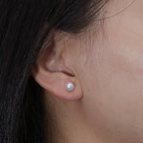6-7mm Round Freshwater Pearl Stud Earrings 925 Silver Women Jewelry