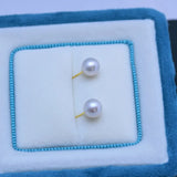 6-7mm Round Freshwater Pearl Stud Earrings 925 Silver Women Jewelry