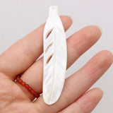 Natural Shell Leaf Pendant Beads for Jewelry Making 15x72mm