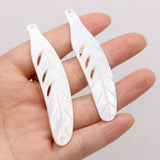 Natural Shell Leaf Pendant Beads for Jewelry Making 15x72mm