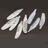 Natural Shell Leaf Pendant Beads for Jewelry Making 15x72mm