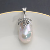 Baroque Freshwater Pearl Pendant with Diamond and Silver