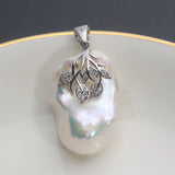 Baroque Freshwater Pearl Pendant with Diamond and Silver
