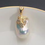 Baroque Freshwater Pearl Pendant with Diamond and Silver