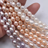 7-8mm Freshwater Rice Beads Powder Purple DIY Necklace Accessories