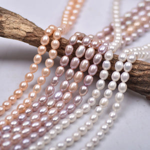 7-8mm Freshwater Rice Beads Powder Purple DIY Necklace Accessories