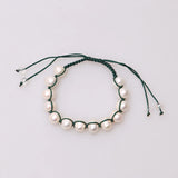 Freshwater Pearl Bangle Bracelet on Wax Cord Adjustable Jewelry