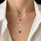 Natural Fritillaria Heart Necklace French Metal Love Clavicle Chain
