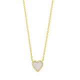 Natural Fritillaria Heart Necklace French Metal Love Clavicle Chain