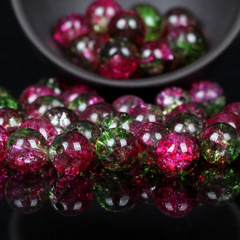 Fuchsia Cracked Quartz Round Beads 4/6/8/10/12mm DIY Bracelet