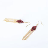 Garnet 14K Wrapped Tassel Lever Earrings