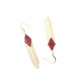 Garnet 14K Wrapped Tassel Lever Earrings