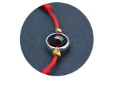 Hand-woven Garnet Anklet, Red Rope, Adjustable Size
