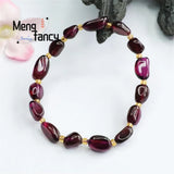 Natural Garnet Bracelet Charms Retro Personalized Fine Jewelry Men Women Bangle