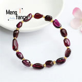 Natural Garnet Bracelet Charms Retro Personalized Fine Jewelry Men Women Bangle