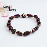 Natural Garnet Bracelet Charms Retro Personalized Fine Jewelry Men Women Bangle