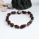 Natural Garnet Bracelet Charms Retro Personalized Fine Jewelry Men Women Bangle