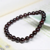 Natural Wine Red Garnet Bead Single Ring Bracelet