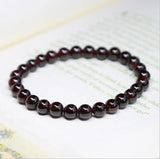 Natural Wine Red Garnet Bead Single Ring Bracelet