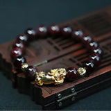 Natural Garnet Bracelet Gold-Plated Beaded Jewelry