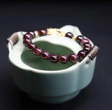 Natural Garnet Bracelet Gold-Plated Beaded Jewelry
