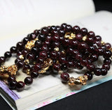 Natural Garnet Bracelet Gold-Plated Beaded Jewelry
