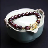 Natural Garnet Bracelet Gold-Plated Beaded Jewelry