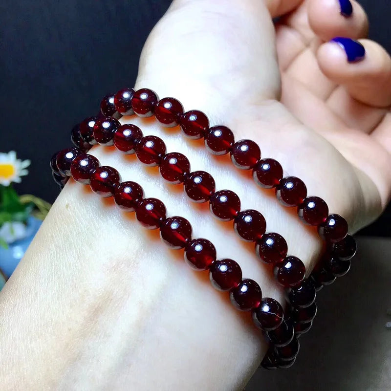 Natural Garnet Bracelet Alcohol Red Brazil Garnet Hand String Women