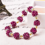 Garnet Bracelet Alcohol Red Crystal Ball-flower Hand String