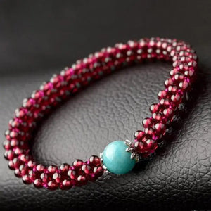 Garnet Bracelet Healing Gemstone Fine Jewelry With Amazonite Beads