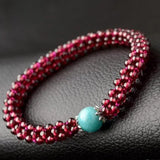 Garnet Bracelet Healing Gemstone Fine Jewelry With Amazonite Beads